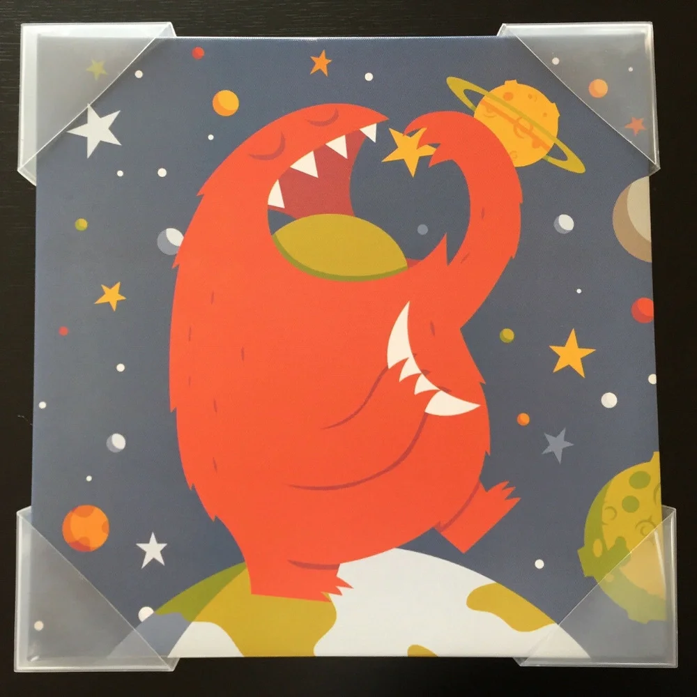 Aliens Monsters Canvas Wall Art 3 Print Set Kids Baby Boy Girl Room Decor